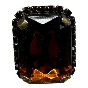 Mariana ring R-7018 797 one size amber rectangle crystals handmade READ NEW